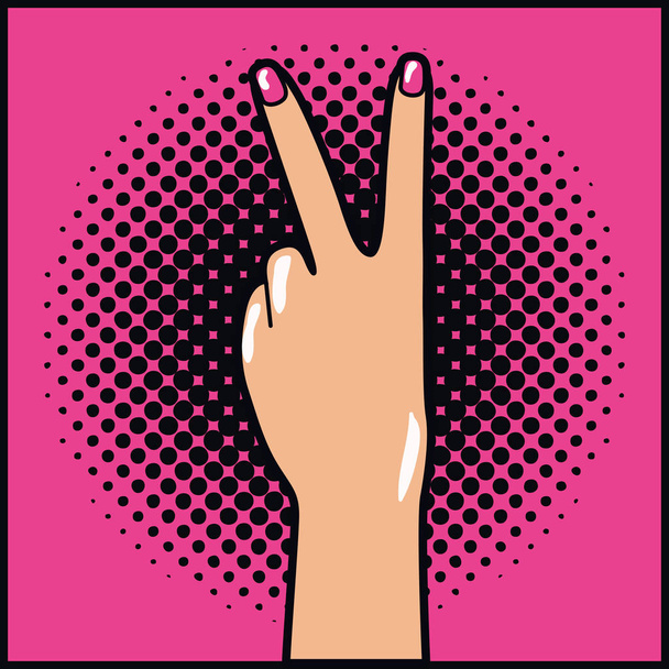 hand expressing peace and love pop art style - Vector, Image