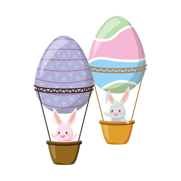 létající balóny vajec koš vektorové ilustrace králík - Vektor, obrázek