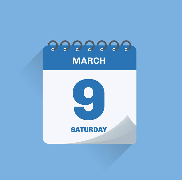 Vector illustration. Day calendar with date March 9. - Vettoriali, immagini