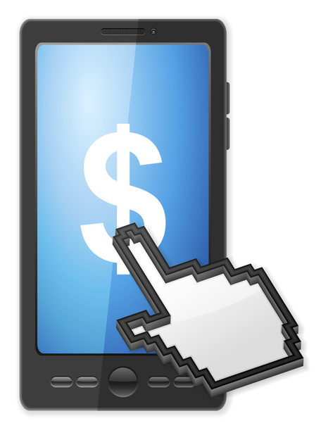 phone cursor and dollar symbol - Vektor, obrázek