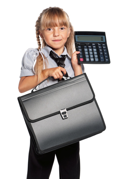 Little girl with calculator - Fotó, kép