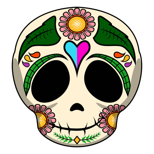 Feliz colorido mexicano crânio desenhos animados
 - Vetor, Imagem