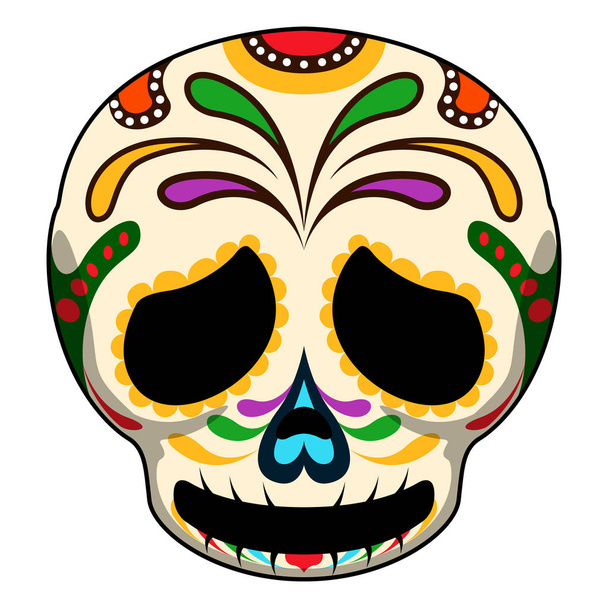 Dibujos animados de cráneo mexicano de colores felices
 - Vector, Imagen