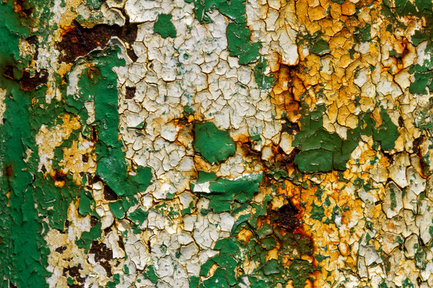 Texture of cracked yellow green paint in high definition - Foto, Imagen