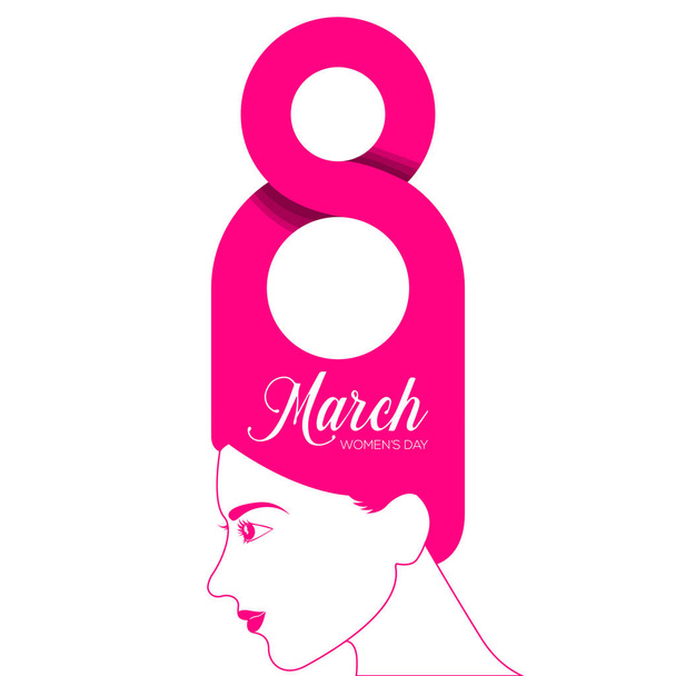 Happy women day with a girl silhouette - Vector, afbeelding