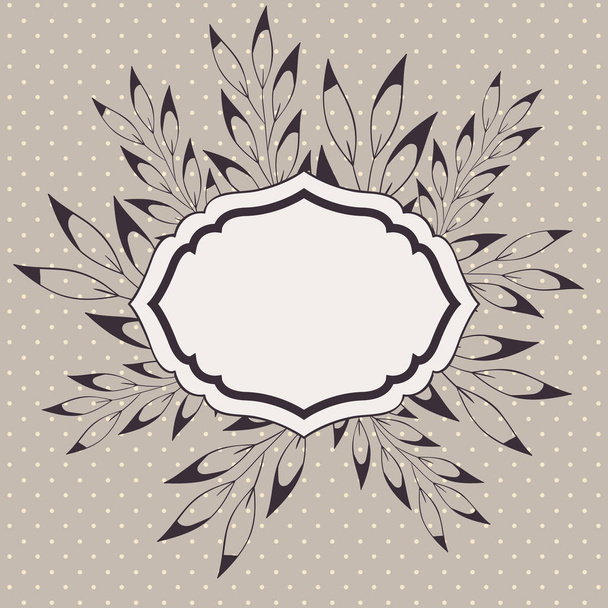 victorian frame with branch and leaf drawn - Vector, Image
