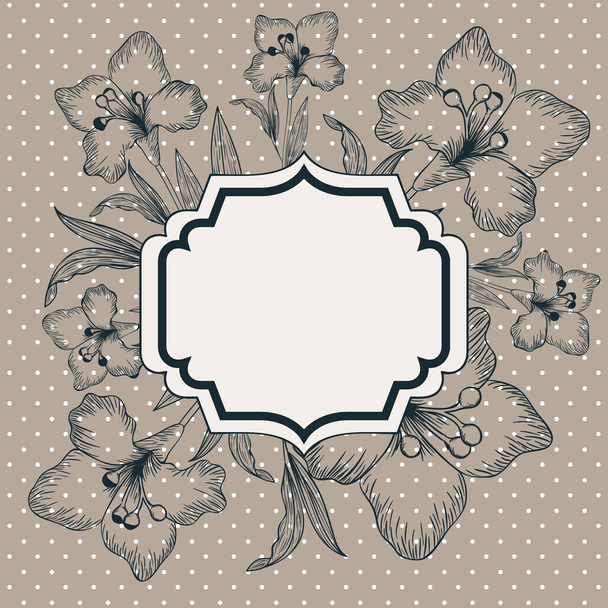 lily flowers decorative victorian frame - Vettoriali, immagini