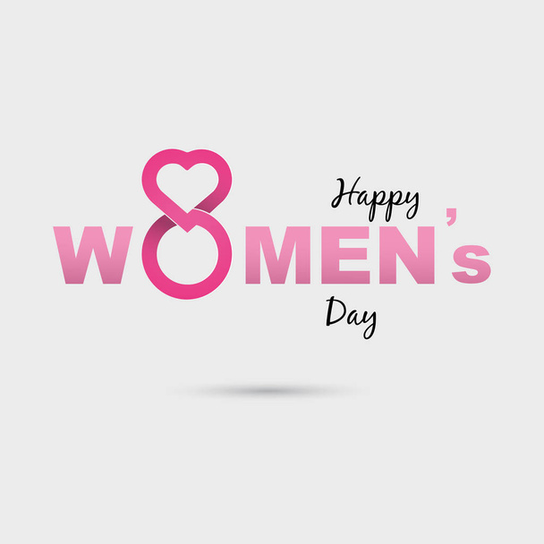 Pink Happy International Women's Day Typographical Design Elements.International Women's day symbol. Minimalistic design for international women's day concept.Vector illustration - Vector, Image