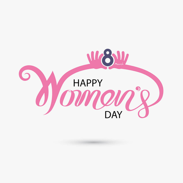 Pink Happy International Women's Day Typographical Design Elements.International Women's day symbol. Minimalistic design for international women's day concept.Vector illustration - Vector, Image