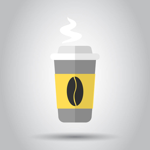 Coffee, tea cup icon in flat style. Coffee mug vector illustration on white background. Drink business concept. - Vector, Image