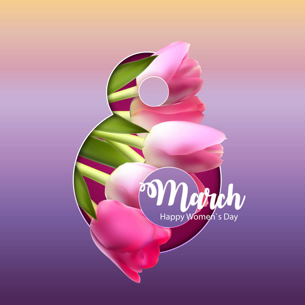 Poster International Happy Women's Day 8 March Floral Greeting card Vector Illustration EPS10 - Vektor, kép