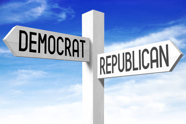 Демократ, республиканец - деревянный указатель
 - Фото, изображение