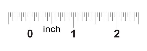 Lineal 2 Zoll. metrische Zoll-Größenanzeige. Dezimalsystem Raster. Messwerkzeug. - Vektor, Bild