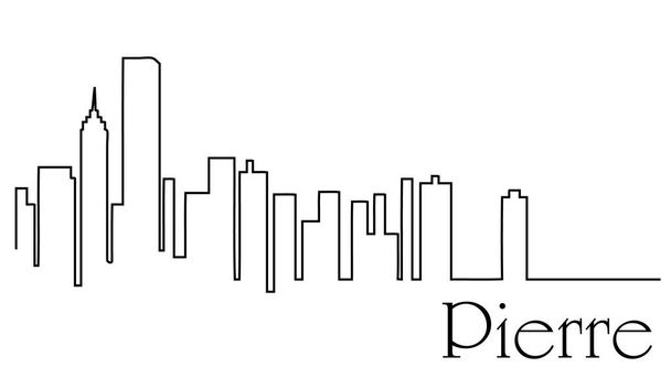 Pierre city one line drawing abstract background with cityscape - Vector, Image