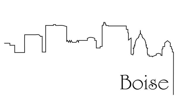 Boise city one line drawing abstract background with cityscape - Vector, Image