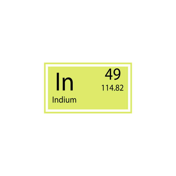 Periodic table element indium icon. Element of chemical sign icon. Premium quality graphic design icon. Signs and symbols collection icon for websites, web design, mobile app on white background - Vector, Image