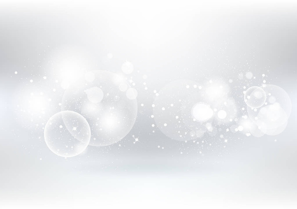 Bílé pozadí abstraktní, bodových částic stříbra a hvězdy bodový sparkle rozmazaný vektorové ilustrace - Vektor, obrázek