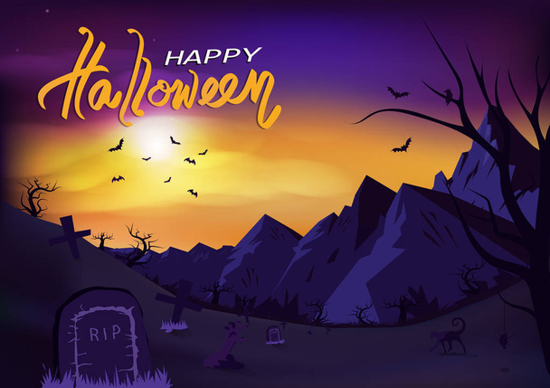 Šťastný halloween den plakát pozvánka, fantasy koncept horor story abstraktní pozadí vektorové ilustrace - Vektor, obrázek