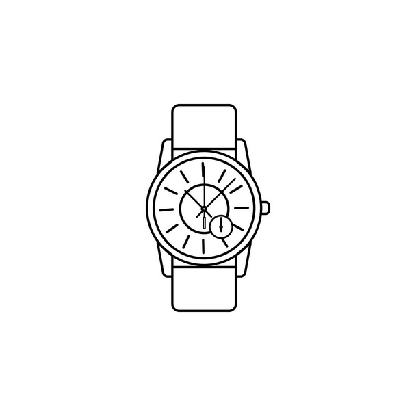Klassieke analoge mannen Wrist Watch lijn pictogram. Het pictogram van de klok. Premium kwaliteit grafisch ontwerp. Tekens, symbolen collectie, eenvoudige pictogram voor websites, webdesign, mobiele app op witte achtergrond - Vector, afbeelding