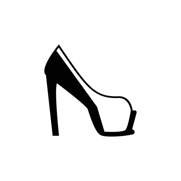 платформа высокий каблук значок обуви на белом фоне
 - Вектор,изображение