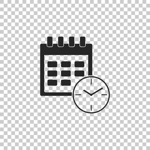 カレンダーと時計のアイコンが透明な背景に分離されました。スケジュール、予定、オーガナイザー、タイムシート、時間管理、重要な日。日付と時刻に署名します。フラットなデザイン。ベクトル図 - ベクター画像