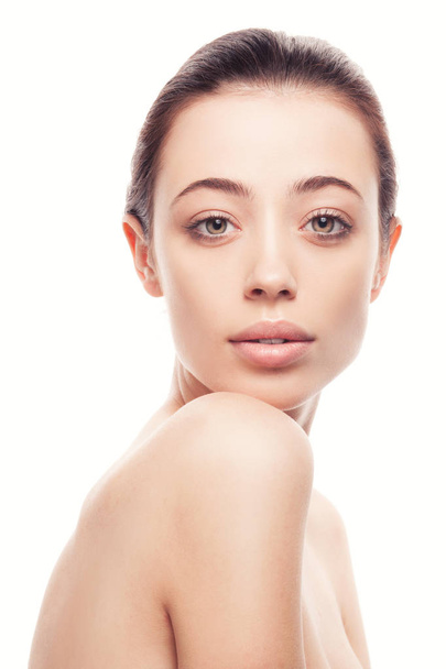 closeup portrait of young woman with clean fresh skin - Fotó, kép