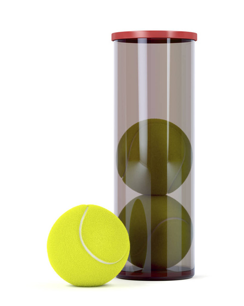 Set von drei neuen Tennisbällen auf weißem Hintergrund - Foto, Bild