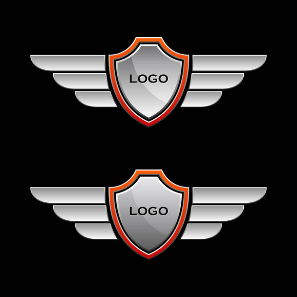 kanatları ve kalkanlar vektör logo şablonu - Vektör, Görsel