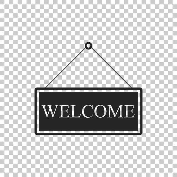 Hanging sign with text Welcome icon isolated on transparent background. Business theme for cafe or restaurant. Flat design. Vector Illustration - Vector, Image