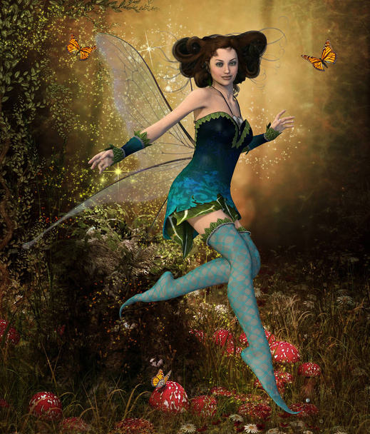 Сказочная девочка в волшебном лесу
  - Фото, изображение