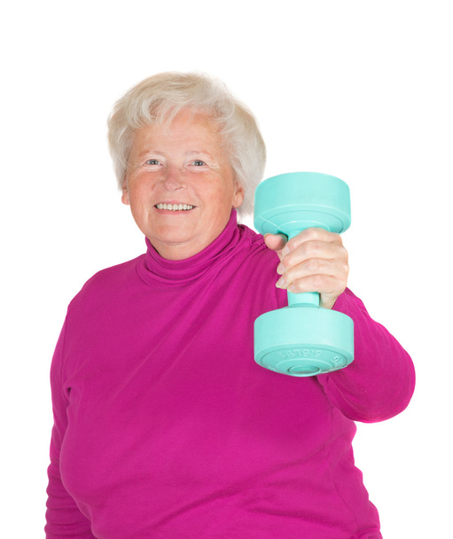Femme âgée soulevant des poids
 - Photo, image