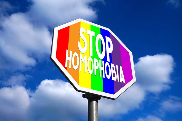 Stop segno omofobia, cielo sullo sfondo
. - Foto, immagini