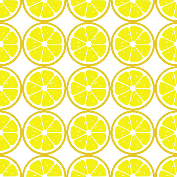 Lemon slices seamless pattern. Flat food texture - Διάνυσμα, εικόνα