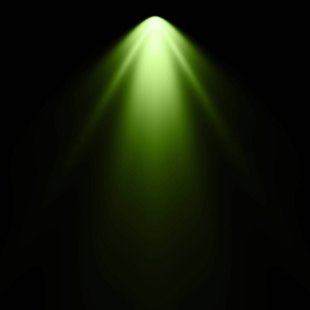 grünes Licht auf schwarzem Hintergrund, Scheinwerferhintergrund - Foto, Bild