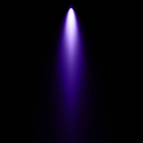 紫の光スポット ライト背景黒背景で - 写真・画像