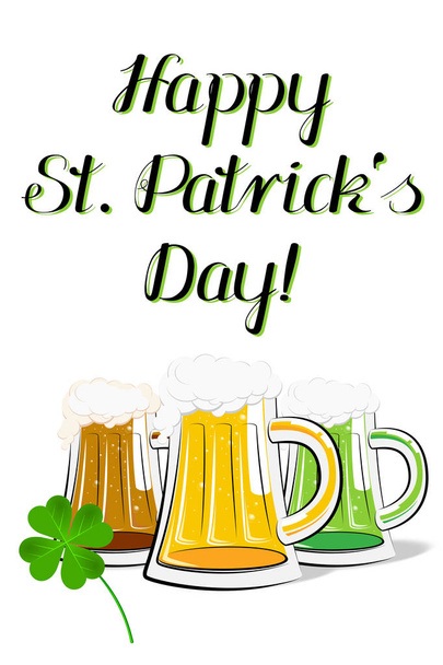 Happy St. Patrick's Day - kaart, afbeelding - bier - Foto, afbeelding
