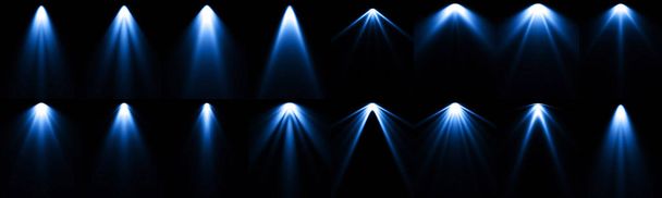 Blue light at black background, spotlight background - Photo, Image