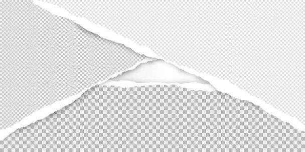 Ripped squared grey paper in corners are on white background. Vector illustration - Vector, Image