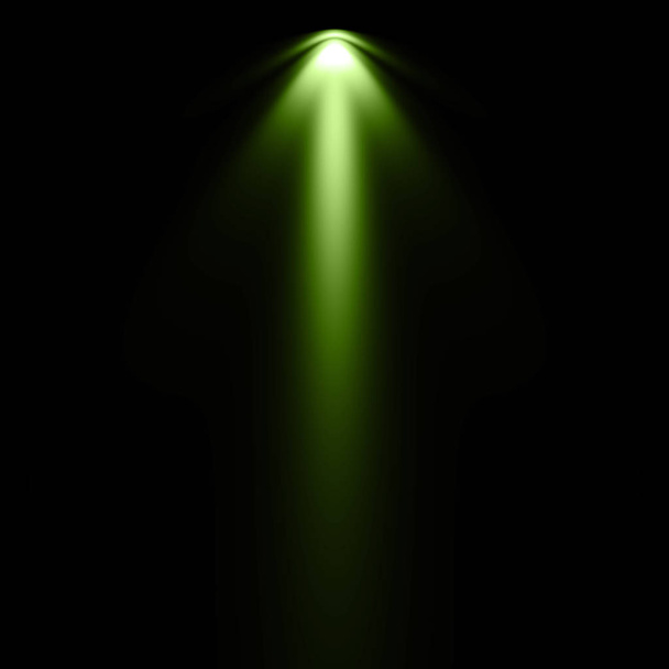 Green light at black background, spotlight background - Photo, Image