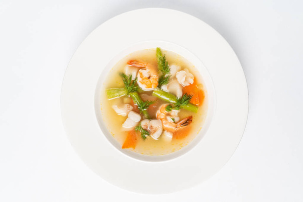 seafood soup isolated on the white background - Photo, Image