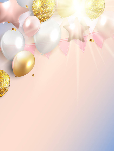 Lucido buon compleanno palloncini sfondo vettoriale illustrazione eps10 - Vettoriali, immagini