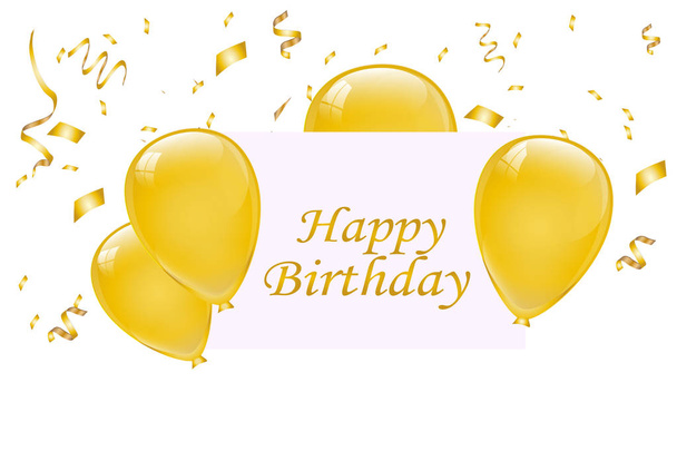 Σχεδιασμός φορέα τυπογραφίας Happy Birthday για ευχετήριες κάρτες και αφίσα με μπαλόνι, κομφετί, πρότυπο σχεδιασμού για εορτασμό γενεθλίων. - Διάνυσμα, εικόνα