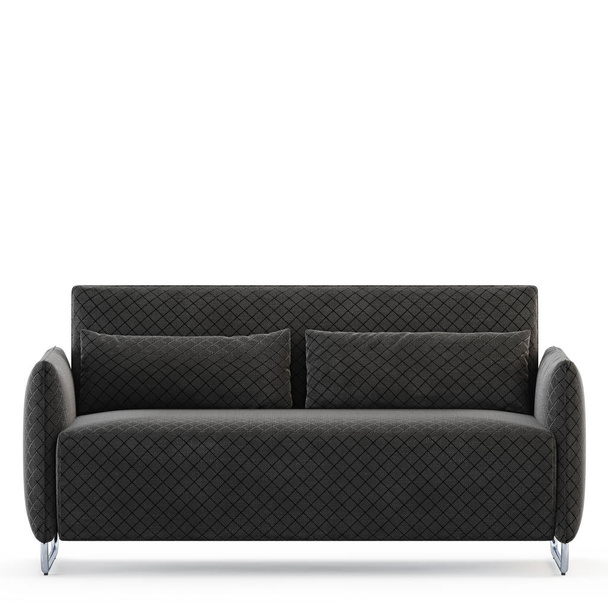 Zweisitziges Sofa mit Kissen auf weißem Hintergrund 3D-Rendering - Foto, Bild