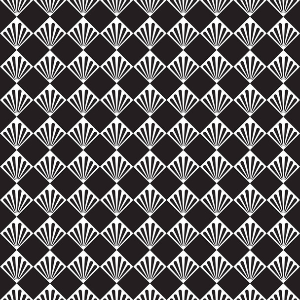 Naadloze Art Deco vector palm blad veren dambord patroon textuur - Vector, afbeelding