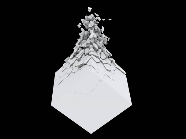 Cube blanc brisé en morceaux
 - Photo, image