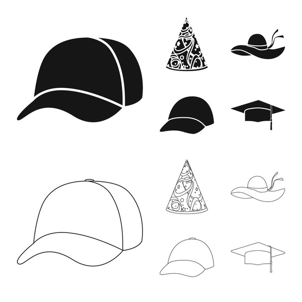 Isolated object of clothing and cap logo. Set of clothing and beret stock symbol for web. - Vetor, Imagem