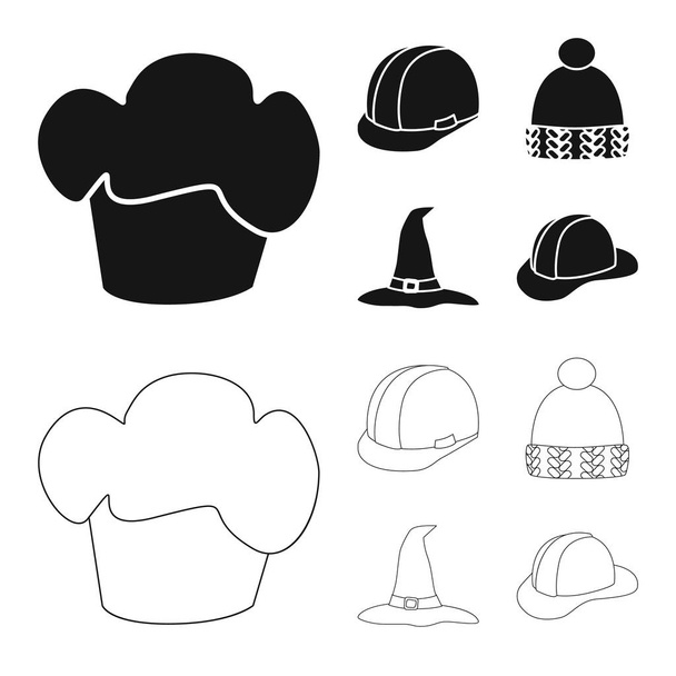 Vector illustration of clothing and cap sign. Set of clothing and beret stock symbol for web. - Vector, Image