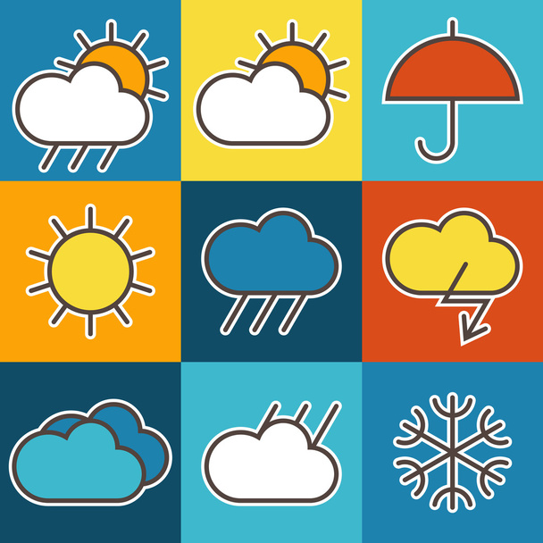 Coloridos símbolos meteorológicos
 - Vector, imagen