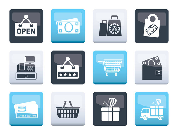 Shopping and retail icons over color background - vector icon set - Vektor, obrázek
