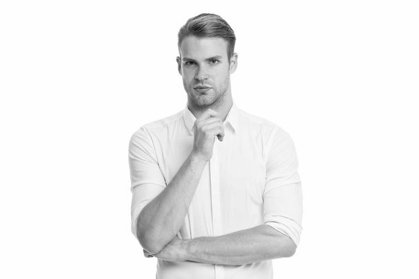 Successful cheerful small business owner standing with crossed arms. Small business concept. Business coach. Satisfied with work done. Confident business expert. Developing new strategy. male fashion. - Photo, image